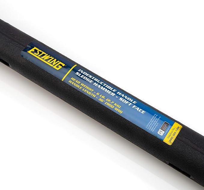 Estwing 6 lb Soft Face Sledge Hammer - 36" Indestructible Handle, Shock-Absorbing Grip, Overstrike Resistant
