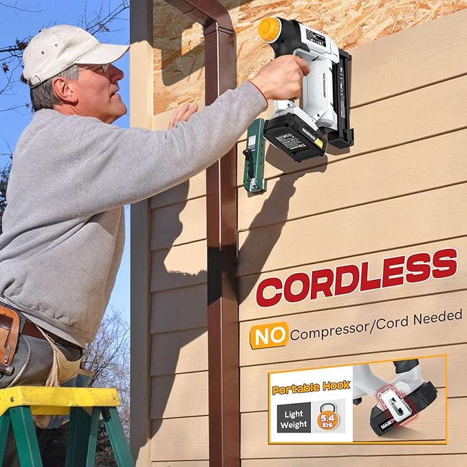 20V Nail Gun Battery Powered, 18 Gauge 2 in 1 Cordless Brad Nailer Stapler for Home Improvement and Woodworking, Electric Staple Gun with 2.0Ah Battery, 800 Nails and 200 Staples Included