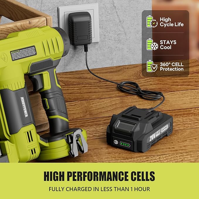 ALLOYPOWER 2 in 1 Cordless Brad Nailer/Electric Stapler with 2.0Ah Battery and Charger,1000pcs Nails and 500pcs Staples Included for Home Improvement & Woodworking