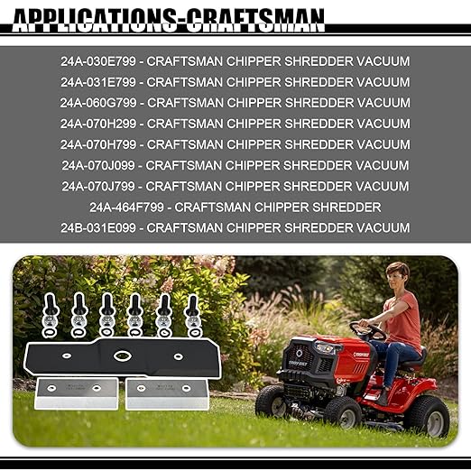 Shredder/Slicer Blade Kit 1-742-0571 & 2-981-0490 Shredder Chipper Blade 6-710-1054 Screws Compatible with Craftsman Bolt on Kit MTD Chipper Shredder Parts