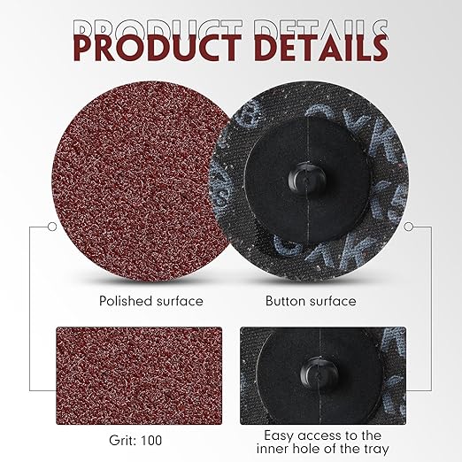 Newwiee 150 Pieces 2 Inch Sanding Discs 100 Grit Roll Lock Die Grinder Sanding Disc for Surface Prep Strip Grind Polish Finish Burr Rust Paint Removal Red