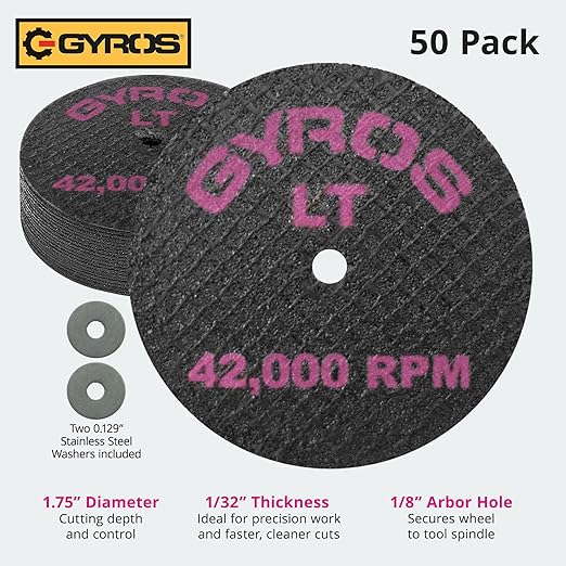Gyros 11-21702/50 Cut Off Wheels, Black, 1.75"- 50PK