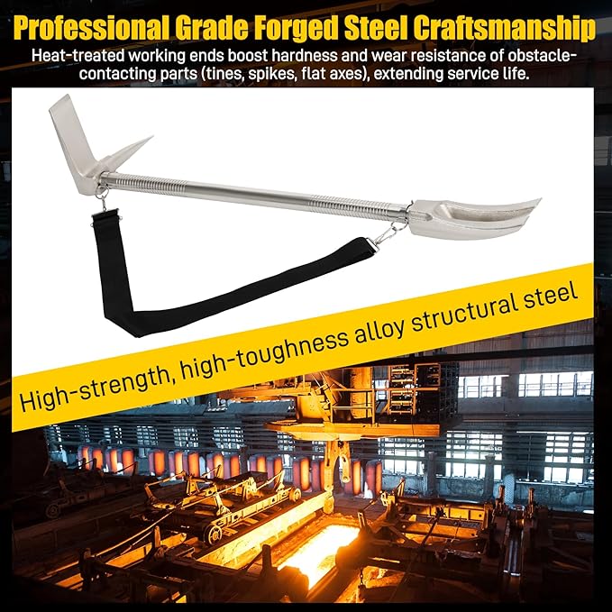 30" Halligan Bar Firefighter Tool, Halligan Forced Entry Tool with Shoulder Strap for Fire Rescue, Tactical Breaching & Emergency Breach