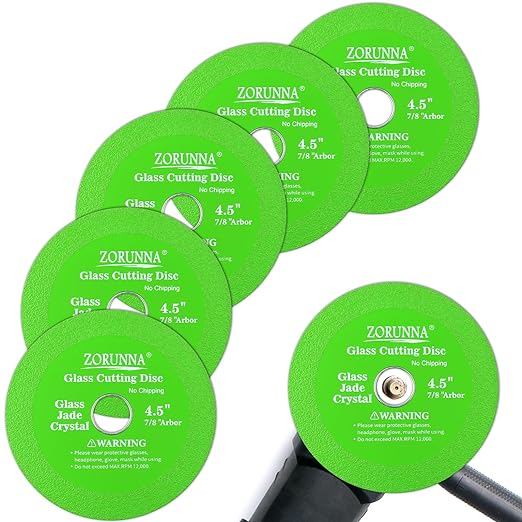 Glass Cutting Disc for 4-1/2" Angle Grinder, 5 Pack Glass Ceramic Diamond Cutting Blade Disc 7/8" (Model 115/125) for Grinding Jade, Crystal, Wine Bottles, Tile.