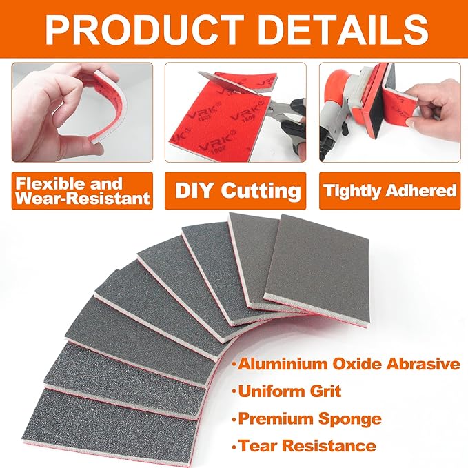28 Pcs 2000 Grit Sanding Sponge,Ultra Fine Sandpaper,Soft Foam Hand Sander Block Wet Dry Sanding Pads for Automobile Wood Furniture Metal Drywall Polishing