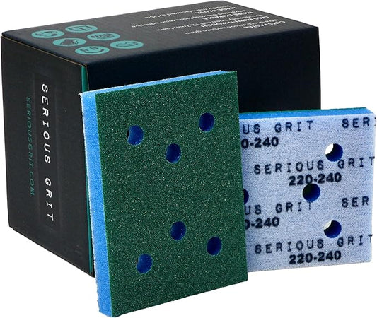 Serious Grit - 3" x 4" Foam Abrasive 220-240 Finish Sanding Pads - Fits Surfprep, Uneeda Ekasand, & Mirka - 1/2" Thick Soft Foam Hook & Loop Sandpaper Pads for 3x4 Sanders - Made in USA - 10 Per Box