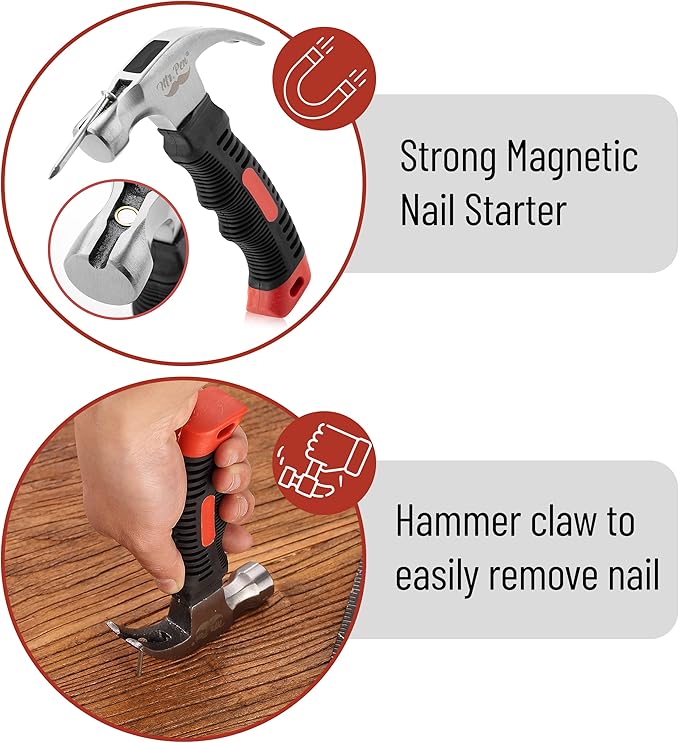 Mr. Pen- 8oz Small Camping Claw Stubby Tack Magnetic Nail Hammer for Women