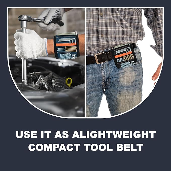 Azuneyeunt 2 Pack Magnetic Wristband for Tools ??Lightweight Tool Belt & Portable Magnet Wristband for Holding Screws, Nails, Drilling Bits ??Best Tool Gifts for Dad, Husband, Grandpa, & Handyman