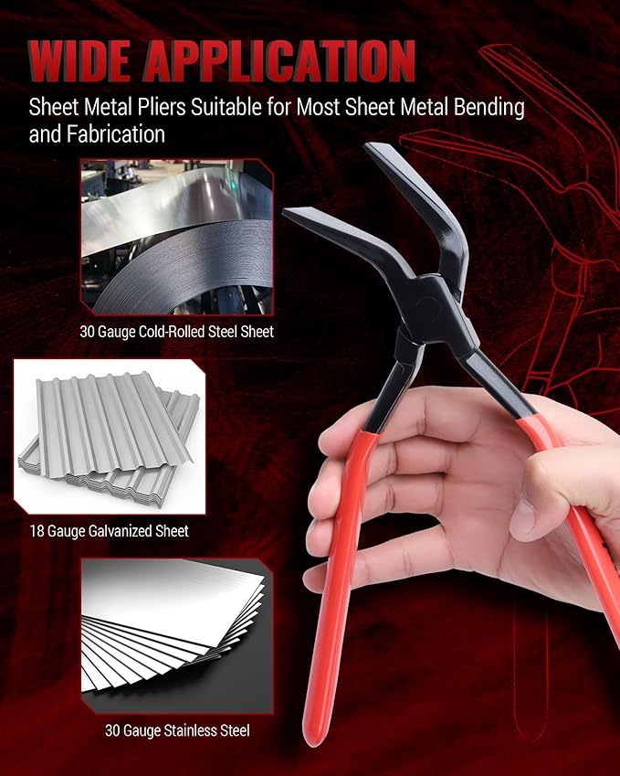 Hand Seamers Sheet Metal Tools, 3 Pieces Sheet Metal Bender for Bending and Flattening Sheet Metal, Straight Jaw, 45째, and 90째 Metal Bending Tool with Tool Box Storage Case