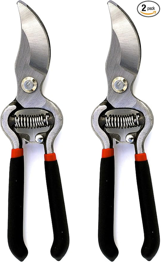 Garden Guru Classic Bypass Pruning Shears Clippers ??Heavy Duty Forged Steel Garden Pruners ??Safety Lock ??Non Slip Comfort Grips ??Cuts up to 1????Professional Bypass Pruners for Gardening (2 Pack)