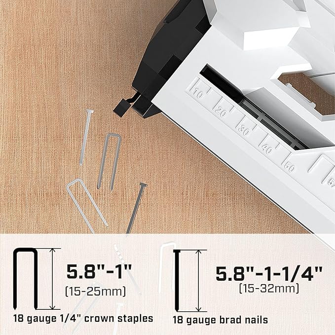 BIELMEIER 20V Nail Gun Battery Powered, 18 Gauge 2 In 1 Cordless Brad Nailer Stapler for Upholstery and Carpentry, Electric Staple Gun Includes a 2.0Ah Battery, 1590Pcs Staples and Nails