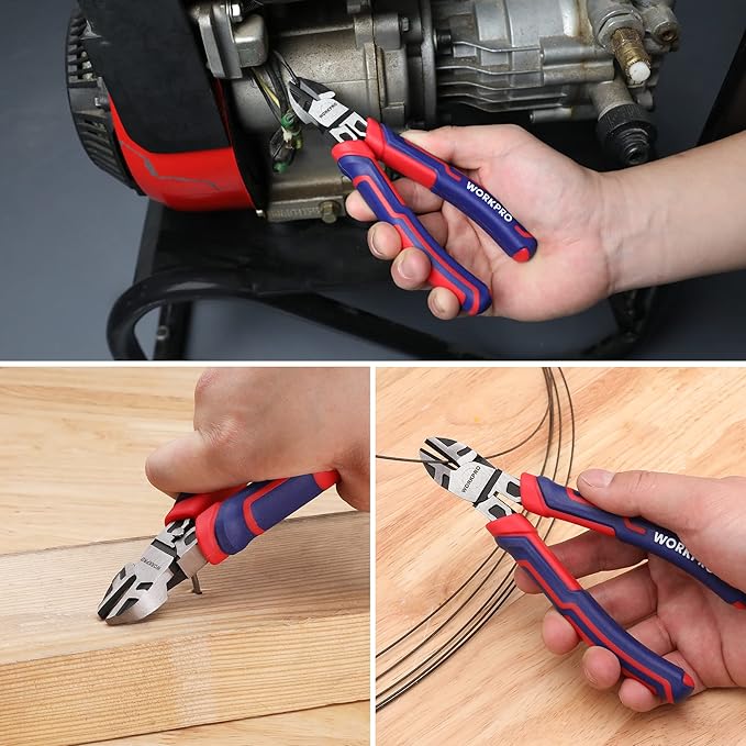 WORKPRO 6??Wire Cutters Heavy Duty CRV Steel, Diagonal Pliers for Cutting Wires Craft, Comfort Grip Handle