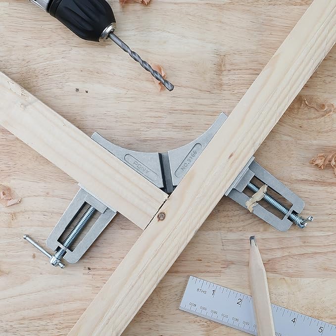 PONY 2-Piece 90 Degree Corner Clamp Set, Featured with 3?쇺?Maximum Opening, 200 lbs Clamping Force & 1/2?쇺?Clamping Height, Aluminum Alloy Body, Adjustable Right Angle Clamps for Multiple Projects