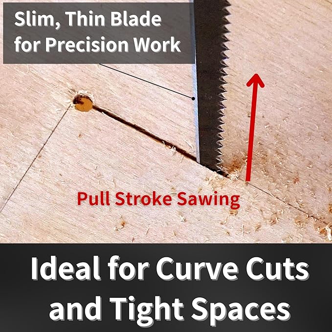 Keyhole Saw Long Blade 7-7/8" Made in JAPAN, Japanese Pull Saw for Wood, Plywood, Drywall, Sheetrock, Gypsum Board, Plasterboard, Bonsai Pruning, Woodworking, Wood Handle