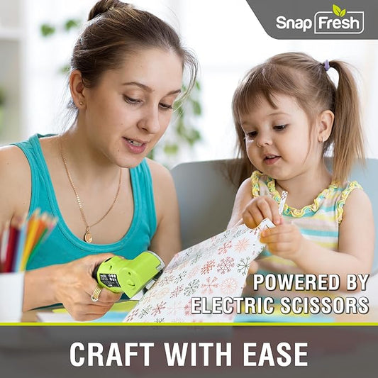 SnapFresh 4V Cordless Electric Scissors, Rechargeable Cardboard Cutter & Box Cutter Rotary Tool, 285 RPM Fabric Carpet Leather Cutter with LED, Extra Blade, 2.0Ah Battery & Storage Bag(SP5091)