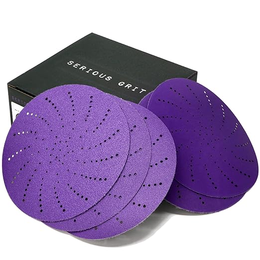 Serious Grit 5-Inch Assorted Grit Ceramic Multi-Hole Hook & Loop Sanding Discs - Advanced Grain for Fast Cutting & Long Life - Film-Backed Universal Fit Sandpaper for 5-in Sanders - 50 Pack Box