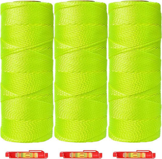 Mason Line String Line 3 Pcs,600 Ft Length Nylon Twine,18 Braided Nylon String for Gardening Or Masonry Tools,Twine String for Gardening,Yellow