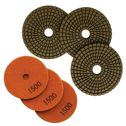 5" Wet Diamond Polishing Pads - 3 Packs of 1500 Grit - Dark Resin for Granite, Quartz, Engineered Stone, Concrete Countertop