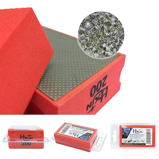 Diamond Hand Polishing Pad Diamond Sanding Block Foam Backed Diamond Sponge Sanding Pads for Wet or Dry Grinding polishing for Granite Marble Stone Tile Glass Ceramic (1, 200# Square)