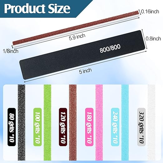Honoson 70 Pcs Sanding Sticks Polishing Sticks Fine Sanding Twig Coded Abrasive Sand Twig for Plastic Model Assorted Metal and Wood Sand Tool Accessory for Craft (Low Grits Rating,Simple Style)