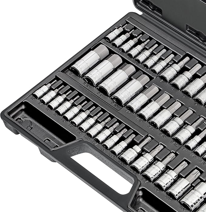 CARBYNE 50-Piece Master Torx, SAE & Metric Hex Bit (Allen) Socket Set | S2 Steel Bits, Cr-V Steel Sockets, Durable Storage Case. Torx: T6 to T70, Metric Hex: 2mm to 19mm, SAE Hex: 5/64 in. to 3/4 in.