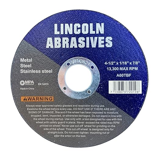 400 Pc 4.5" x 1/16" x 7/8" Cut-Off Wheels Lincoln Abrasives Metal & Stainless Steel