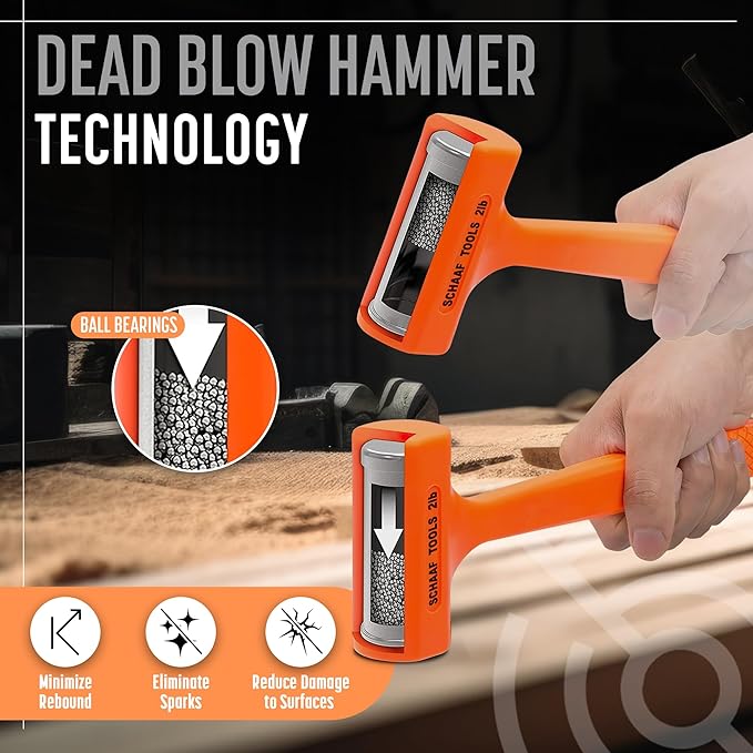 Precision Dead Blow Hammer, Small 2lb Durable Unicast Deadblow Mallet, Plastic Mallet with Comfortable Textured Grip, Non-Rebounding, Non-Marring Plastic Hammer for Automotive Work from Schaaf Tools