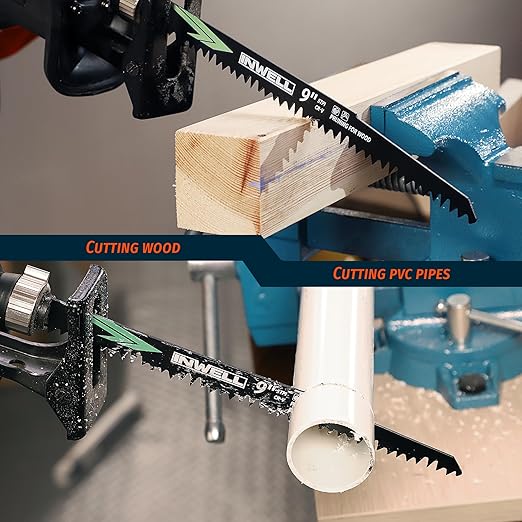 9-Inch Wood Pruning Reciprocating Saw Blades 12-Piece, 5TPI, Sawzall Blades Wood, CR-V Steel Universal Saw Blades Set with Storage Box
