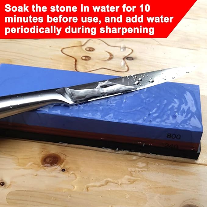 Knife Sharpening Stone 240/800 Grit 2 Sided Sharpener Whetstone,Professional Wetstone for Kitchen Knives Sharpener with Non-Slip Rubber,Orange Color Box Package