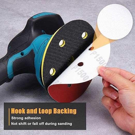 100 Pack 5 Inch Sanding Disc 40 Grit 8 Hole Round Hook and Loop Sandpapers Fit for Orbital Sander Automotive or Cars Repairing, Grinding or Polishing, Red