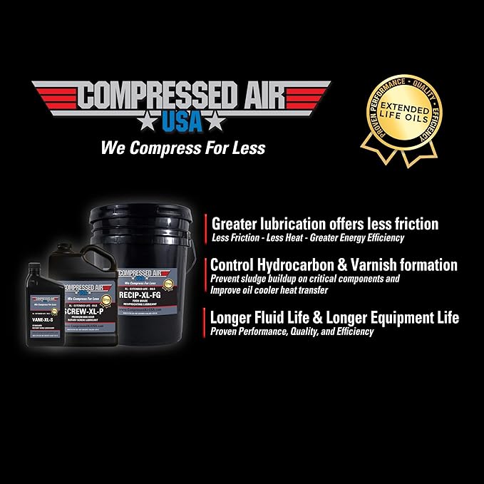 Premium 6000 Hour Reciprocating Air Compressor Lubricating Oil - CompressedAirUSA - XL - Extended Life Oils (1 Gallon)