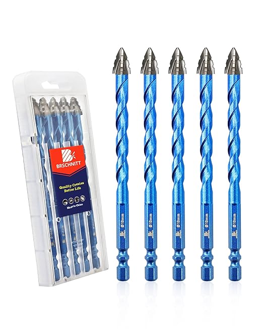 Serrated Carbide Masonry Drill Bit Set 3/8"*5 - Wood Drill Bits for Wood/Plastic/Masonry/Ceramic Tile Hex Shank Drills