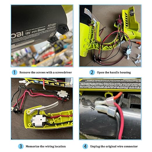 291632001 Cordless Leaf Blower Switch 36V OME Part for Ryobi RIDGID Troy-BILT Echo Powerstroke Workforce BLACKMAX Blower Genuine Wiring Harness Replaces Parts