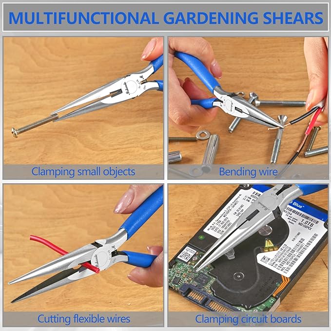 Needle Nose Pliers, mshandto 6.5" Long Nose Pliers for Wire Bending, High Carbon Steel Needle Nose Plier, Serrated Jaw Pliers for Jewelry Making Electronics Repair Object Grasping Craft Making (1Pack)