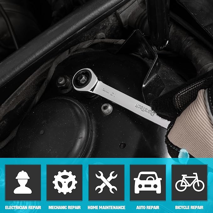 DURATECH 10mm Ratcheting Combination Wrench, Metric, 72-Tooth, 12-Point, CR-V Constructed with Mirror Polish