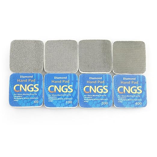 LOZLIN 4-Piece Diamond Hand Polishing Pads Set (60/100/200/400 Grit) - Soft Grinding Discs for Tile/Stone/Marble/Glass Edge Trimming & Surface Shining, Wet/Dry Use