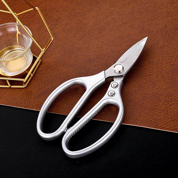 All Metal Scissors Stainless Steel Short Blades Sharp Cutting Heavy Duty Shears Large Handle Scissors for Carpet Cardboard Wires Crafting Sewing Fabric Leather Cloth Tailor Belts Office Home