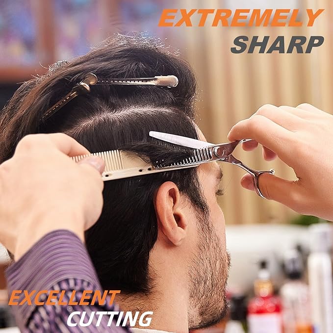 High-end Professional Hair Thinning Scissors Hair Cutting Teeth Shears Barber Hairdressing Texturizing Scissors Extremely Very Sharp 6.3 Inch Dynamic Steel Alloy For Men Women Salon & Home