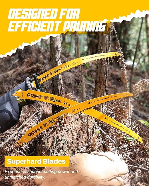 Wood Pruning Reciprocating Saw Blades,12 Inch Japanese Teeth Pruning Blades for Reciprocating Saw,Arc Curved Sawzall Blades for Fast Tree Trimming & Wood Cutting (3 Pack/6TPI)