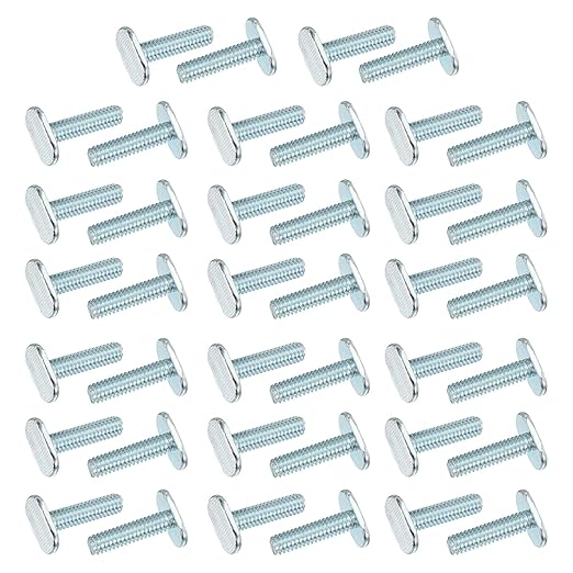 PATIKIL 1/4"-20 t Track Bolts, 40 Pack 1 Inch T-Slot Bolts Kayak Rail Bolt Accessories for Universal t Track Woodworking Jigs and Fixtures, Silver