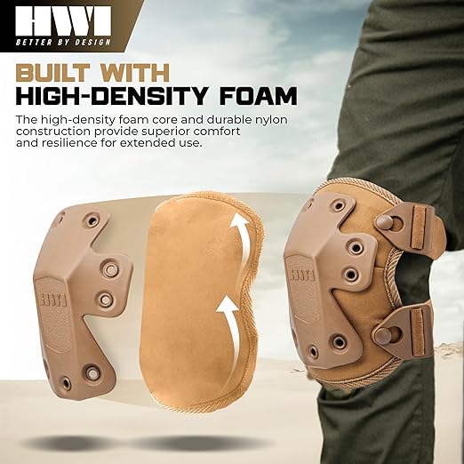 HWI Gear Next Generation Knee Pad for Protection: Combat, Mechanics, Construction, Hunting, Landscaping, Outdoor Survival, Heavy Duty Industrial Grade, Adjustable