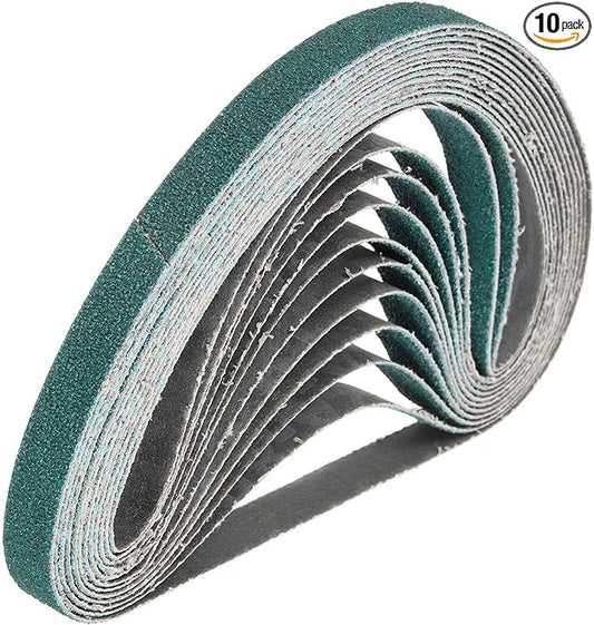 HARFINGTON 1/2 x 24 Inch Sanding Belts, 10 Pcs 80 Grit Zirconia Abrasive Belt Sander File Belt for Woodworking, Metal Polishing, Knife Sharpener