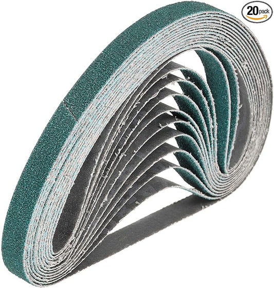 HARFINGTON 1/2 x 24 Inch Sanding Belts, 20 Pcs 80 Grit Zirconia Abrasive Belt Sander File Belt for Woodworking, Metal Polishing, Knife Sharpener