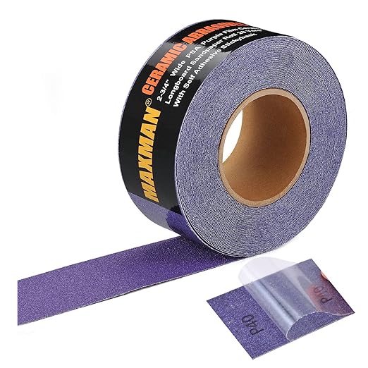 MAXMAN 40 Grit Sandpaper Roll, PSA Purple Film Ceramic Longboard Sand Paper, 2-3/4" Wide Continuous 20 Yard Long Continuous Roll, Self Adhesive Stickyback for Auto, Wood, Metal, Hand Sanding Blocks