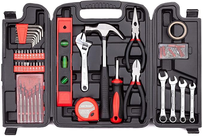 CARTMAN 136-Piece Tool Set General Household Hand Tool Kit with Plastic Toolbox Storage Case