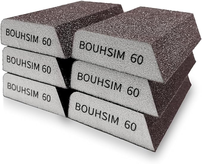 Sanding Sponge,Washable and Reusable Handmade Sandpaper Block竊똙ersatile Sanding Blocks for Wood, Drywall & Metal竊똕andpaper Blocks Pads Perfect for Smooth finishes (6 Pack 60grit)