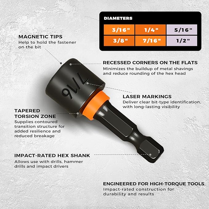COMOWARE 68Pcs Impact Screwdriver Bit Set, Black Oxide Coated Bits with Dry Anti-Rust Oil, Includes 1", 2", 3-1/2" Bits, 6 Sockets & Magnetic Driver for Drill/Hand Tools, Portable Storage Case