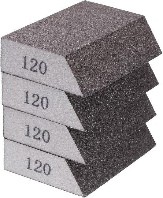 HARFINGTON 4pcs Sanding Sponge Blocks 400-500 Grit Sanding Sponge with Angled Edge 4"x2.8"x1", Washable and Reusable Foam Sanding Block for Polishing Kitchen Metal Wood Drywall Home