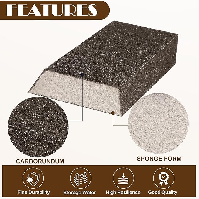 100 Grit Angled Sanding Blocks, Jamiikury Medium Sponge Sand Block Washable and Reusable, Wet & Dry Sandpaper Block for Wood Metal Drywall and Furniture Paint - Pack of 8