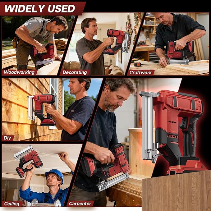 2-in-1 Cordless 18GA Brad Nailer & Crown Stapler ??Compatible with Milwaukee 18V Battery (No Battery) ??Nail Gun/Staple Gun Battery Powered with 1200 Nails/Staples for Woodworking, DIY and Upholstery